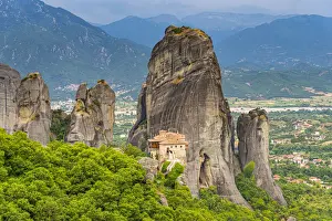 Monasteries Prints: Holy Monastery of Rousanou, UNESCO World Heritage Site, Meteora Monasteries, Greece