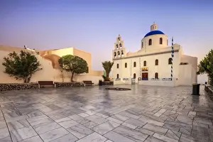 The Holy Orthodox Church of Panagia with the colors white and blue the icons of Greece