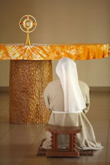 Holy Sacrament Prints: Holy Sacrament adoration at Akepe monastery, Akepe, Togo, West Africa, Africa