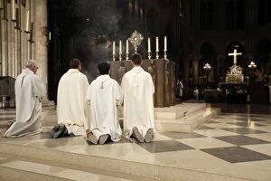 Holy sacrament adoration in Notre Dame de Paris cathedral, Paris, France, Europe