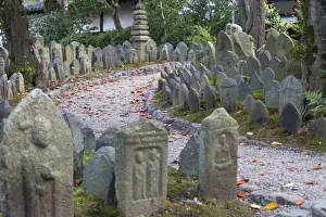 Gravestone Prints: Holy stones at Gangoji Temple, UNESCO World Heritage Site, Nara, Kansai, Japan, Asia