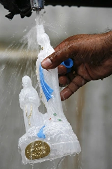 Images Dated 17th April 2000: Holy water tap at the Lourdes shrine, Lourdes, Hautes Pyrenees, France, Europe