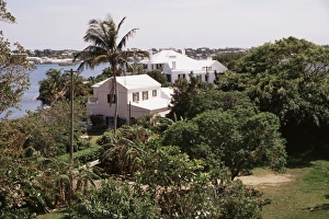 Hamilton Prints: Homes overlooking harbour channel, Hamilton, Bermuda, Central America