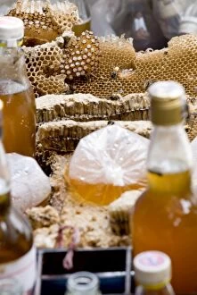 Honey and honeycomb, Chatuchak weekend market, Bangkok, Thailand, Southeast Asia, Asia