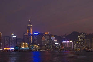 Hong Kong Island skyline at dusk, Hong Kong, China, Asia