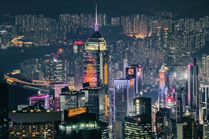 Popular Prints: Hong Kong Skyline, with Central Plaza building