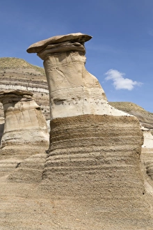 Hoodoo Prints: The hoodoos, rock formations formed by the erosion of Bentonite, in the Badlands