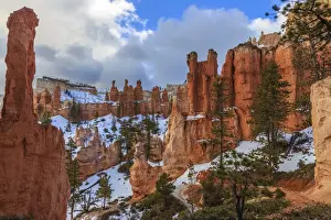 Hoodoo Prints: Hoodoos and snow with layers of cloud
