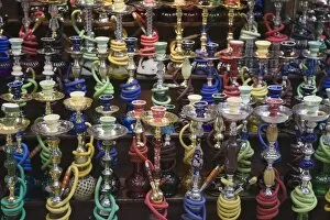 Images Dated 18th September 2009: Hookah or hubble bubble pipes for sale in a souk, Dubai, United Arab Emirates