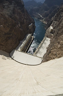 Hoover Dam on the Colorado River forming the border