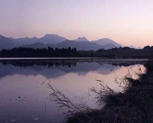 Bayern Prints: Hopfensee Lake at sunrise, near Fussen, Allgau, Bavaria, Germany, Europe