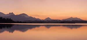 Fussen Prints: Hopfensee Lake at sunset, near Fussen, Allgau, Allgau Alps, Bavaria, Germany, Europe