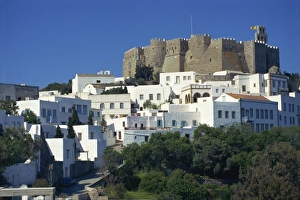 Hora Prints: Hora and St. John Monastery, Patmos, Dodecanese, Greek Islands, Greece, Europe