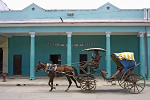Carriages Prints: Horse and buggy taxi, Ciego de Cvila, Cuba, West Indies, Central America