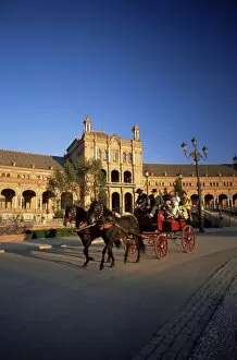 Horse drawn carriage at sunset