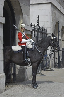 Sentries Prints: A Horse Guard in Whitehall, London, England, United Kingdom, Europe
