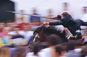 Ciutadella Prints: Horse rider jousting with target during the Sant Joans festival