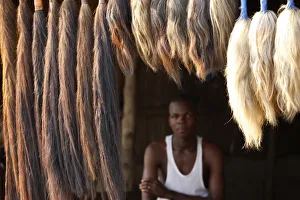 Stalls Prints: Horses tails, Akodessewa fetish market, Lome, Togo, West Africa, Africa