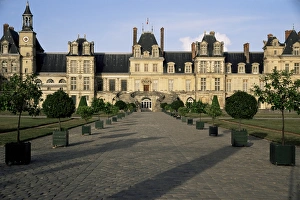 Chateau Prints: Horseshoe staircase, Chateau of Fontainebleau, UNESCO World Heritage Site