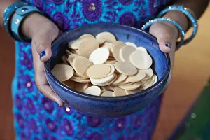 Bowl Prints: Host wafers, Tamil Catholic celebration in Antony, France, Europe