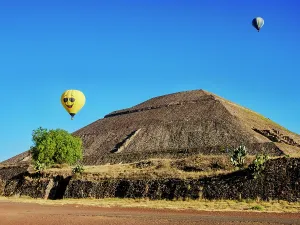Happiness Prints: Hot air balloons flying over the Pyramid of the Sun, Teotihuacan, Mexico State, Mexico