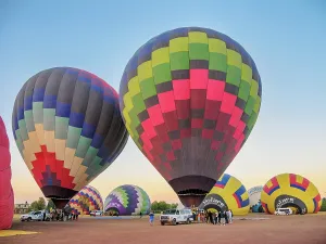Excitement Prints: Hot Air Balloons getting ready for the flight over Teotihuacan