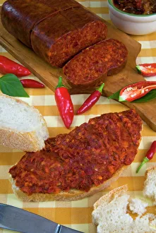 Food And Drink Prints: Hot calabrian soft salami (Nduia), Calabria, Italy, Europe
