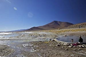 Bathing Prints: Hot springs and mud pools, Aguas Calientes, Southwest Highlands, Bolivia, South America