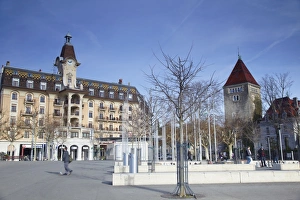 Hotel au Lac and Le Chateau d Ouchy, Ouchy, Lausanne, Vaud, Switzerland, Europe