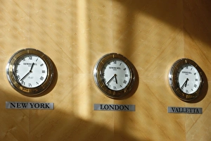 Images Dated 4th June 2008: Hotel clocks, Valletta, Malta, Europe
