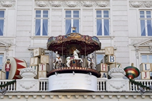 Xmas Prints: Detail of Hotel d Angleterre at Christmas, Kogens Nytorv, Copenhagen