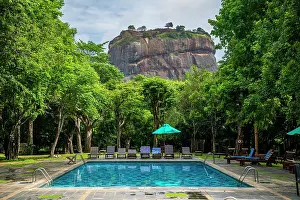 Province Prints: Hotel pool provides view of rock fortress in Central Province Sri Lanka