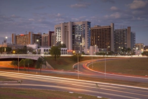 Brasilia Prints: Hotel Sector, dusk, Brasilia, Federal District, Brazil, South America