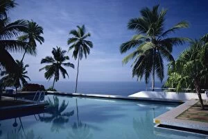 Hotel swimming pool, Kovalam, Kerala state, India, Asia