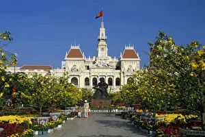 Saigon Prints: Hotel de Ville (Ho Chi Minh City Hall) decorated for Chinese New Year