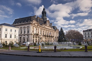 Indre Et Loire Prints: Hotel de Ville (town hall) and place Jean Jaures, Tours, Indre et Loire, France, Europe