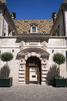 Dijon Prints: Hotel de Vogue, with traditional roof tiles, Dijon, Burgundy, France, Europe