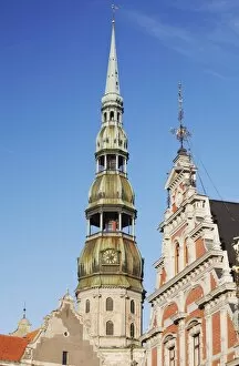Images Dated 16th August 2009: House of Blackheads with St. Peters spire, Riga, Latvia, Baltic States, Europe