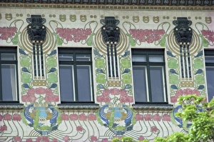 Otto Wagner Prints: Detail of house decoration, Secessionist, Otto Wagner, Wienzele Street