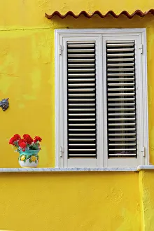 Shutters Prints: House Exterior, Procida, Flegrean Islands, Campania, Italy, Europe