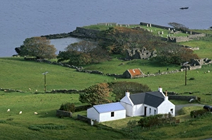 Shetland Island Prints: House and graveyard at Sound