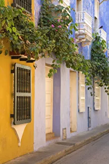 Hanging Prints: House in Old Walled City District, Cartagena City, Bolivar State, Colombia, South America