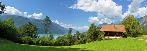 Chalet Prints: House overlooking Lake Brienz, Brienz, Bernese Oberland, Switzerland