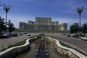 Romanian Prints: House of the People and Boulevard Unirii, Bucharest, Romania, Europe