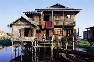Stilt Prints: House on stilts of Shan family, Inle Lake, Shan States, Myanmar (Burma), Asia