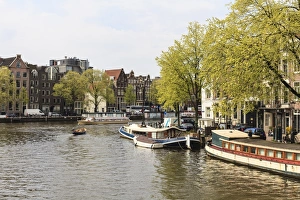 Houseboats Prints: Houseboats on the Amstel River, Amsterdam, Netherlands, Europe