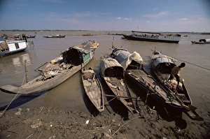 House Boat Prints: Houseboats, Phnom Penh, Cambodia, Indochina, Southeast Asia, Asia