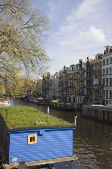Prinsengracht Prints: Houseboats on the Prinsengracht canal, Amsterdam, Netherlands, Europe