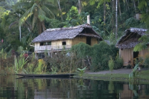 Papua New Guinea Prints: Houses and boat