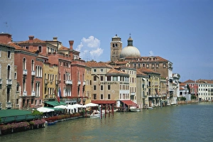 Venice Prints: Houses and cafes on the Grand Canal and San Geremia church
